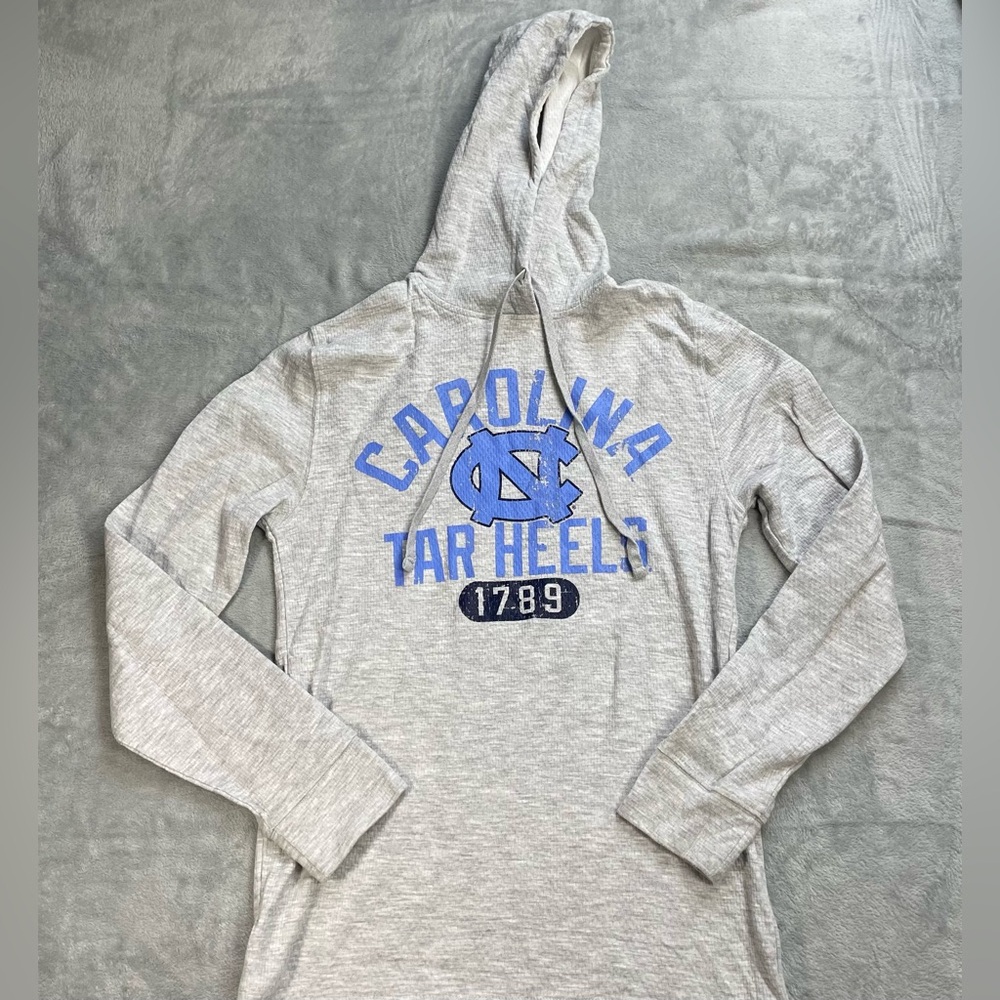 UNC Carolina Tar‎ Heels Hoodie Shirt Small Adult Champion Thermal Gray